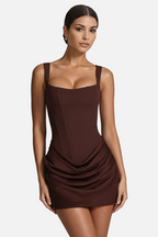 Kestrel | Mulher Mini Vestido Decote Quadrado Franzido