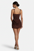 Kestrel | Mulher Mini Vestido Decote Quadrado Franzido