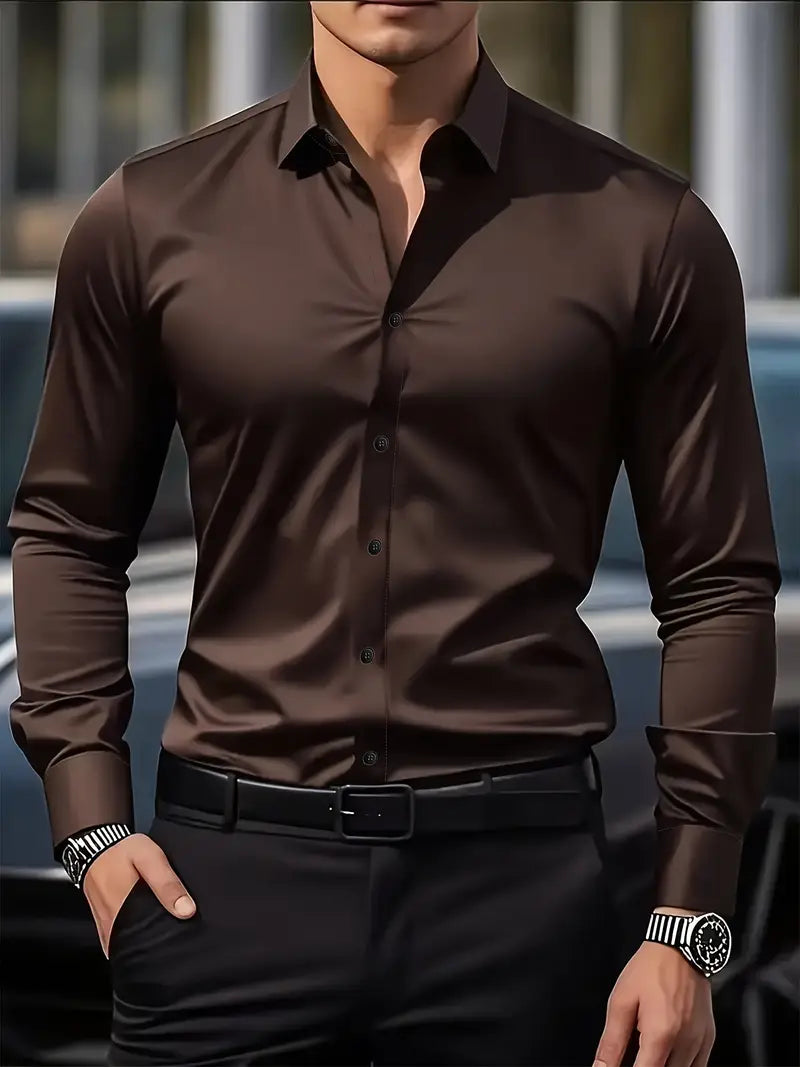 Halle | Camisa Masculina Slim Fit Sem Passar a Ferro
