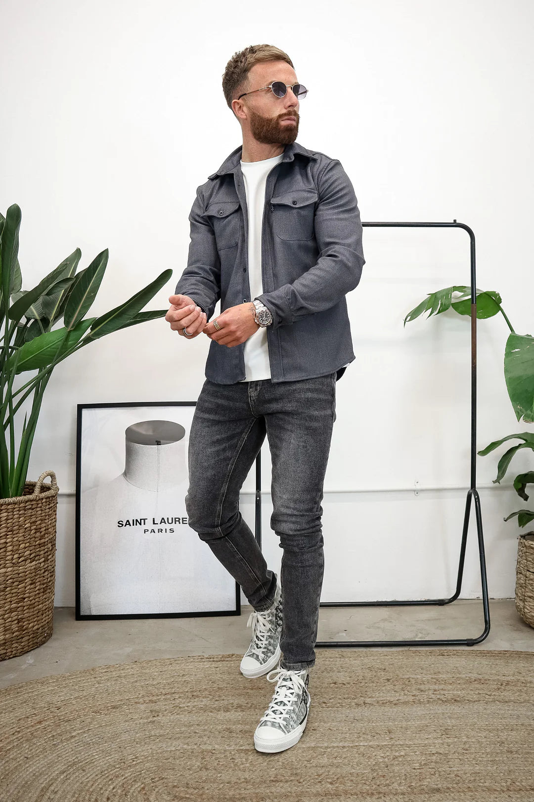 Iris | Camisa Masculina Manga Longa Bolsos no Peito