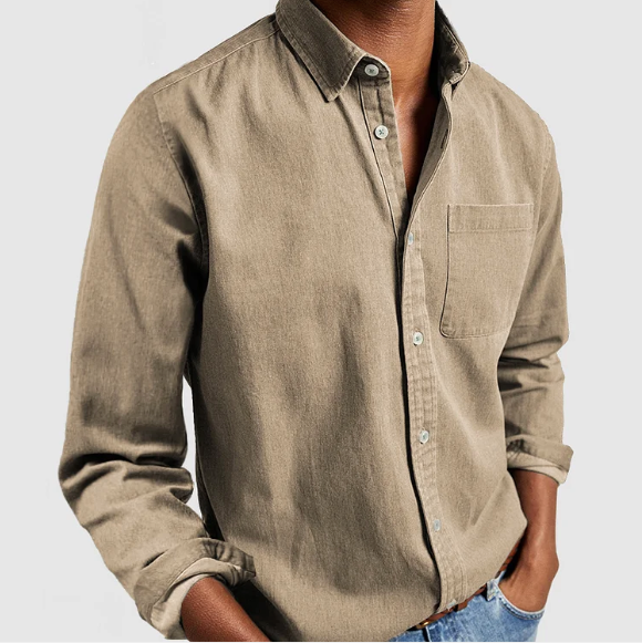 Inez | Camisa Denim Masculina Manga Longa Botões