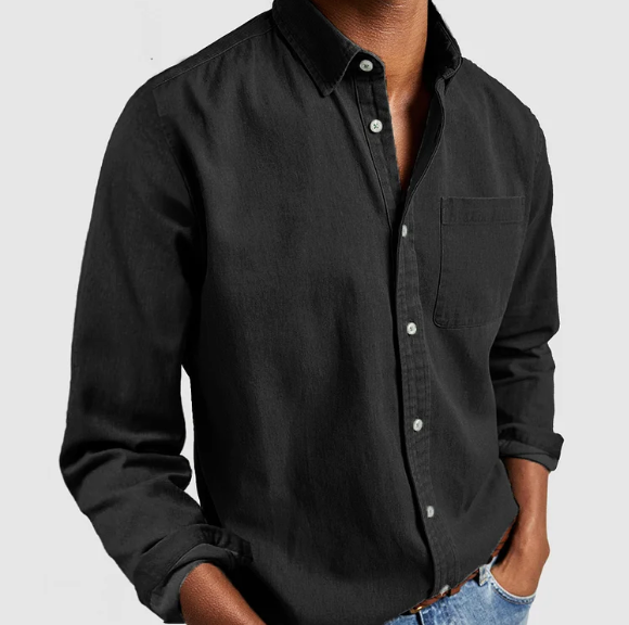 Inez | Camisa Denim Masculina Manga Longa Botões