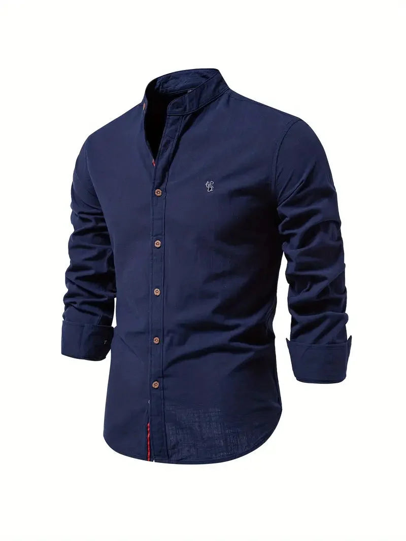 Camisa social masculina manga longa com botões corte clássico