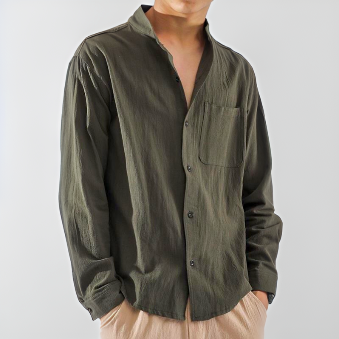 Anouk | Camisa Masculina de Botões Manga Longa Folgada Leve