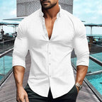 Mira | Camisa Masculina Slim Fit Manga Longa com Botões