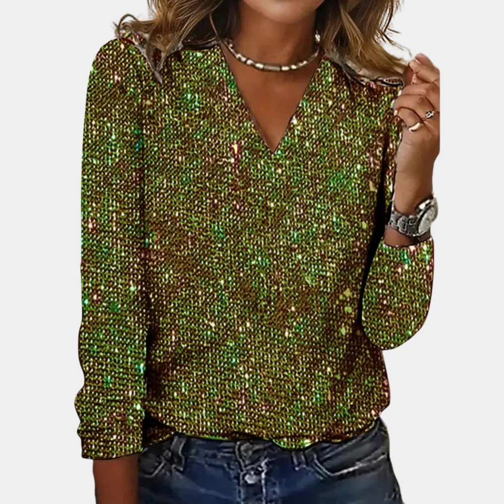 Kestrel | Blusa Feminina com Lantejoulas Decote V