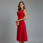 Sorrel | Vestido Midi Feminino Decote em V Sem Mangas