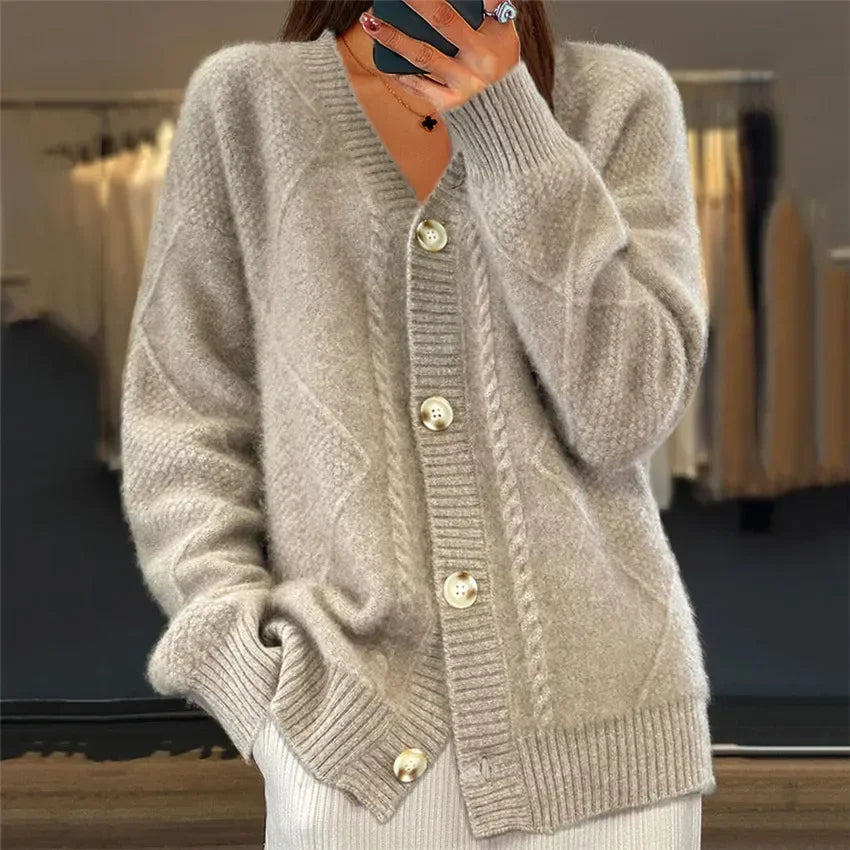 Posy | Mulher Cashmere Cardigan Manga Longa Botões