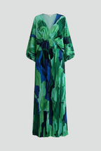 Romilly | Vestido Longo Feminino Plissado Decote V