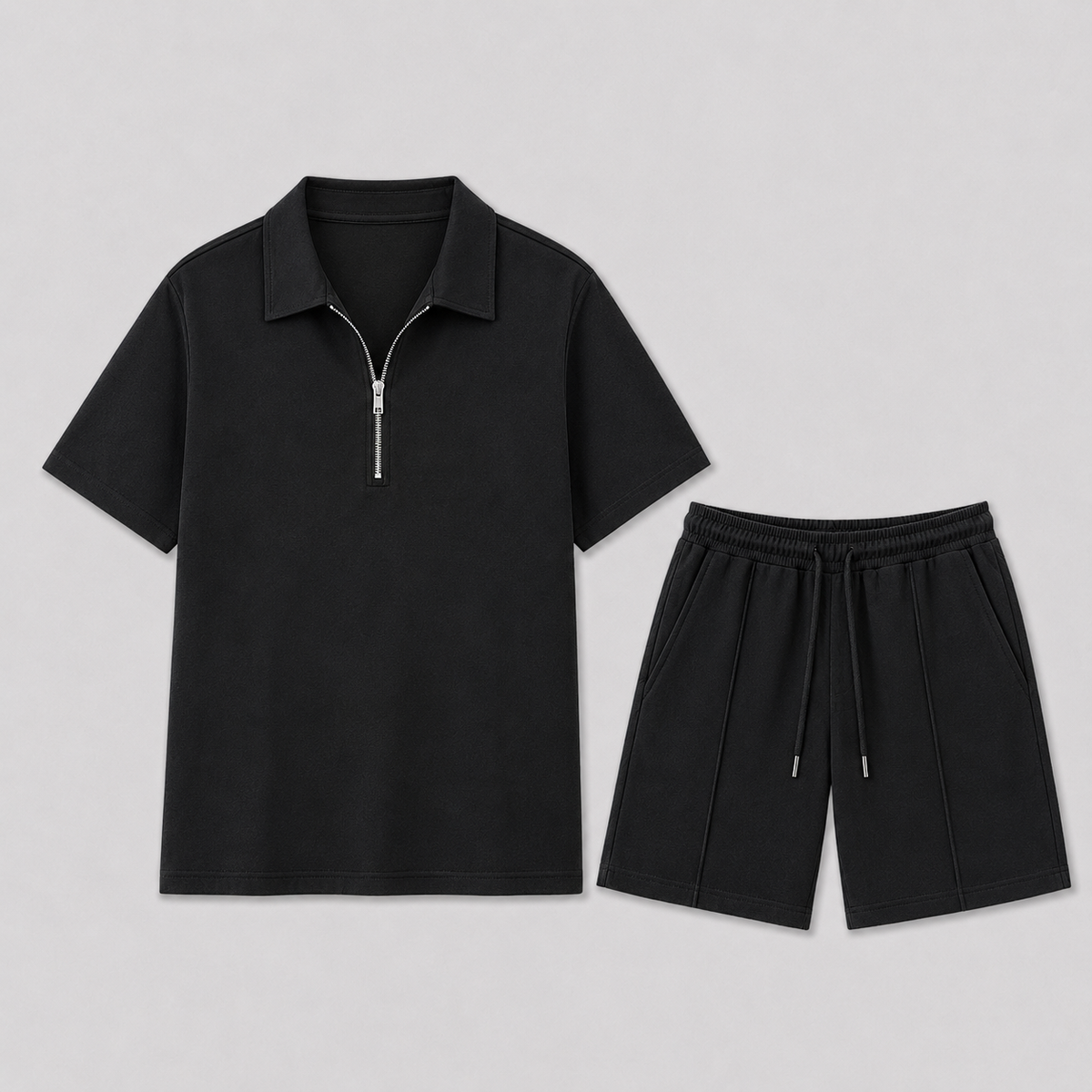 Conjunto de Calção para Homem | Pólo com Fecho e Bermuda | Verão