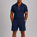 Conjunto de Calção para Homem | Pólo com Fecho e Bermuda | Verão