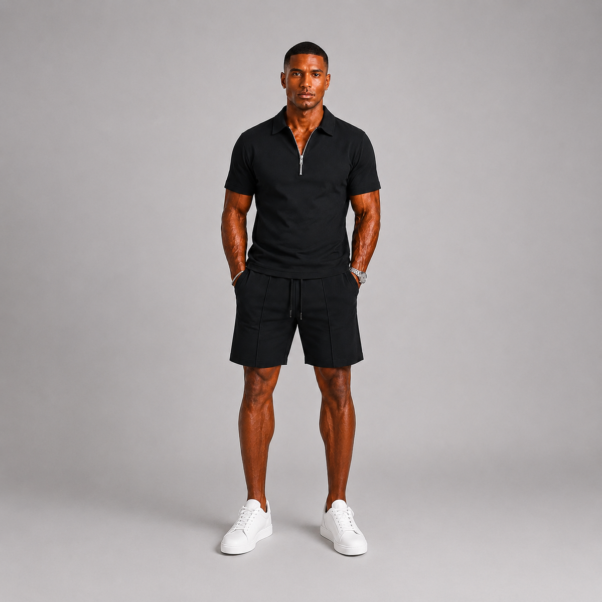 Conjunto de Calção para Homem | Pólo com Fecho e Bermuda | Verão