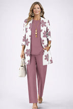 Dahlia | Conjunto Feminino 3 Peças Cardigan Calça Estampada