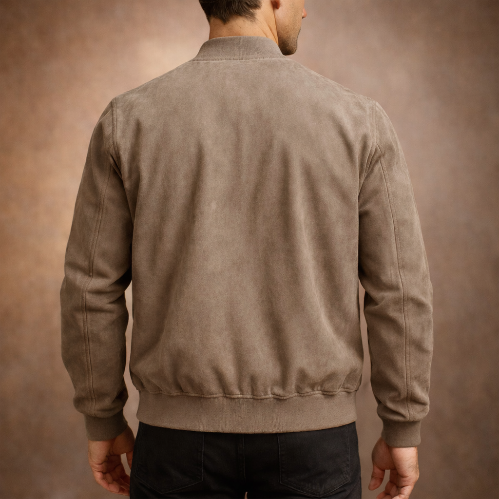Ivy | Homem Camurça Bomber Jacket Leve Smart Casual