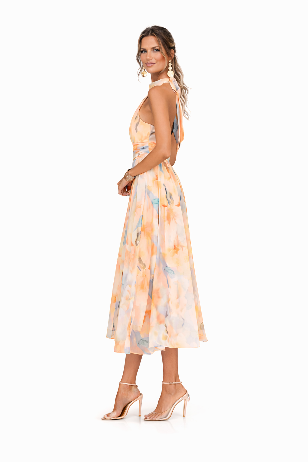 Cosima | Mulher Maxi Vestido Floral Halter Costas Abertas