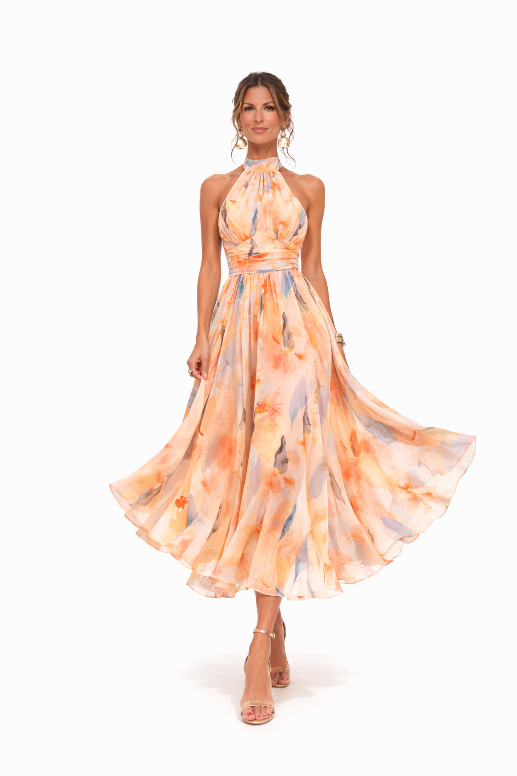 Cosima | Mulher Maxi Vestido Floral Halter Costas Abertas