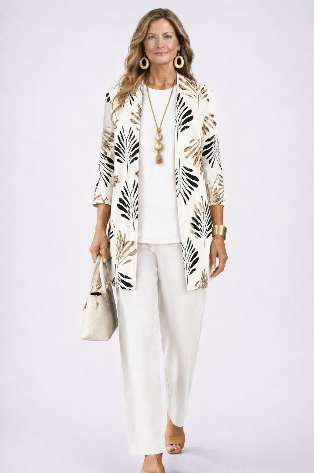 Briar | Conjunto 3 Peças Feminino Calças Estampadas Cardigan