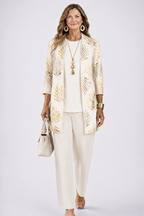 Briar | Conjunto 3 Peças Feminino Calças Estampadas Cardigan