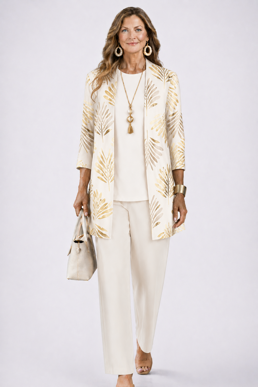 Briar | Conjunto 3 Peças Feminino Calças Estampadas Cardigan