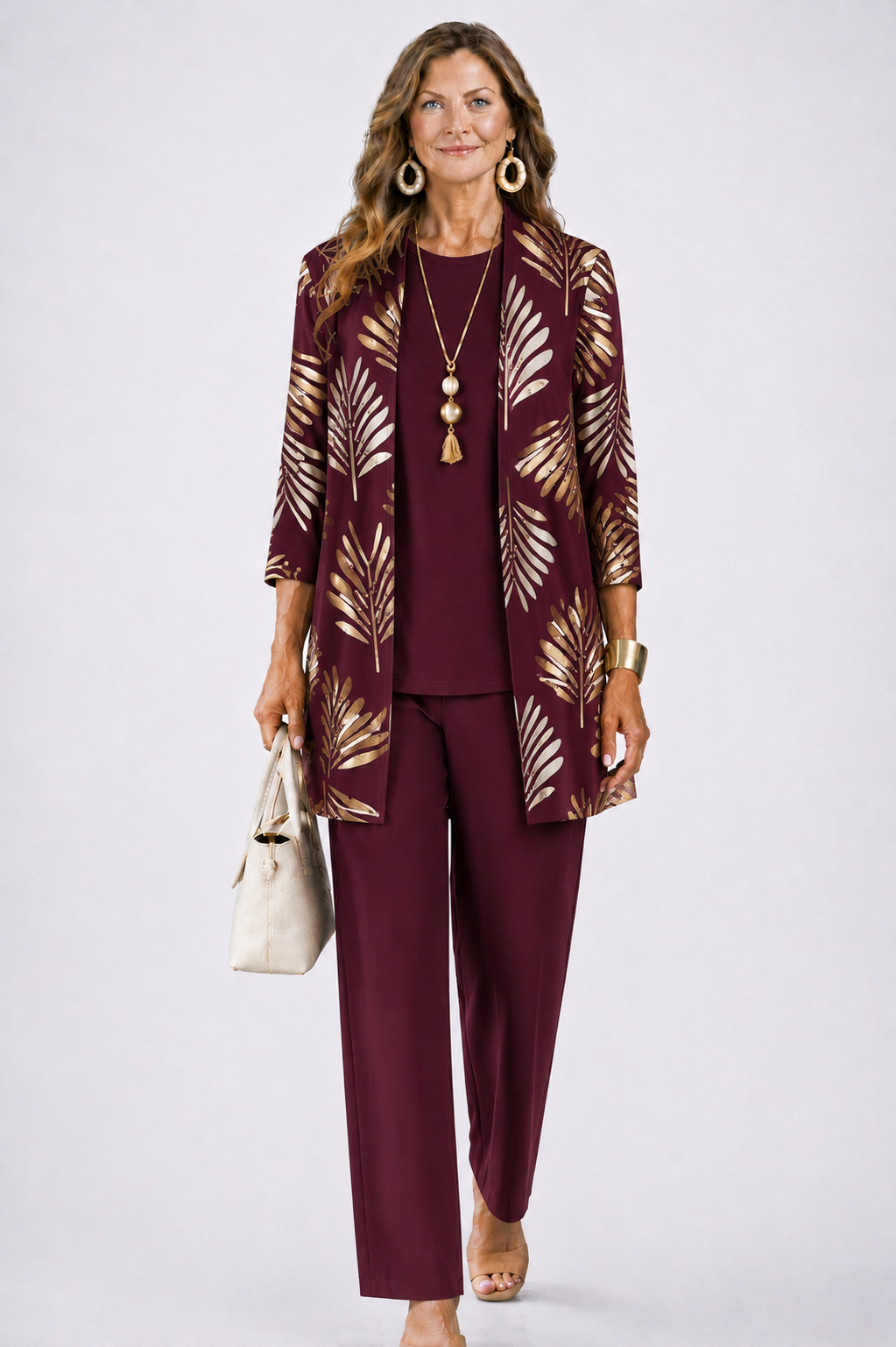Briar | Conjunto 3 Peças Feminino Calças Estampadas Cardigan