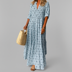 Wren | Mulher Vestido Maxi Estampado Vintage Decote V