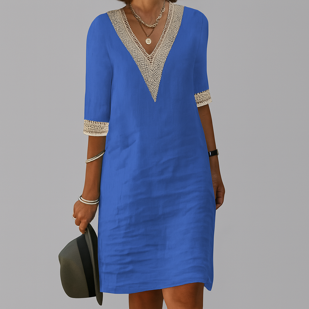 Quinn | Vestido Linho Feminino Midi Relaxado