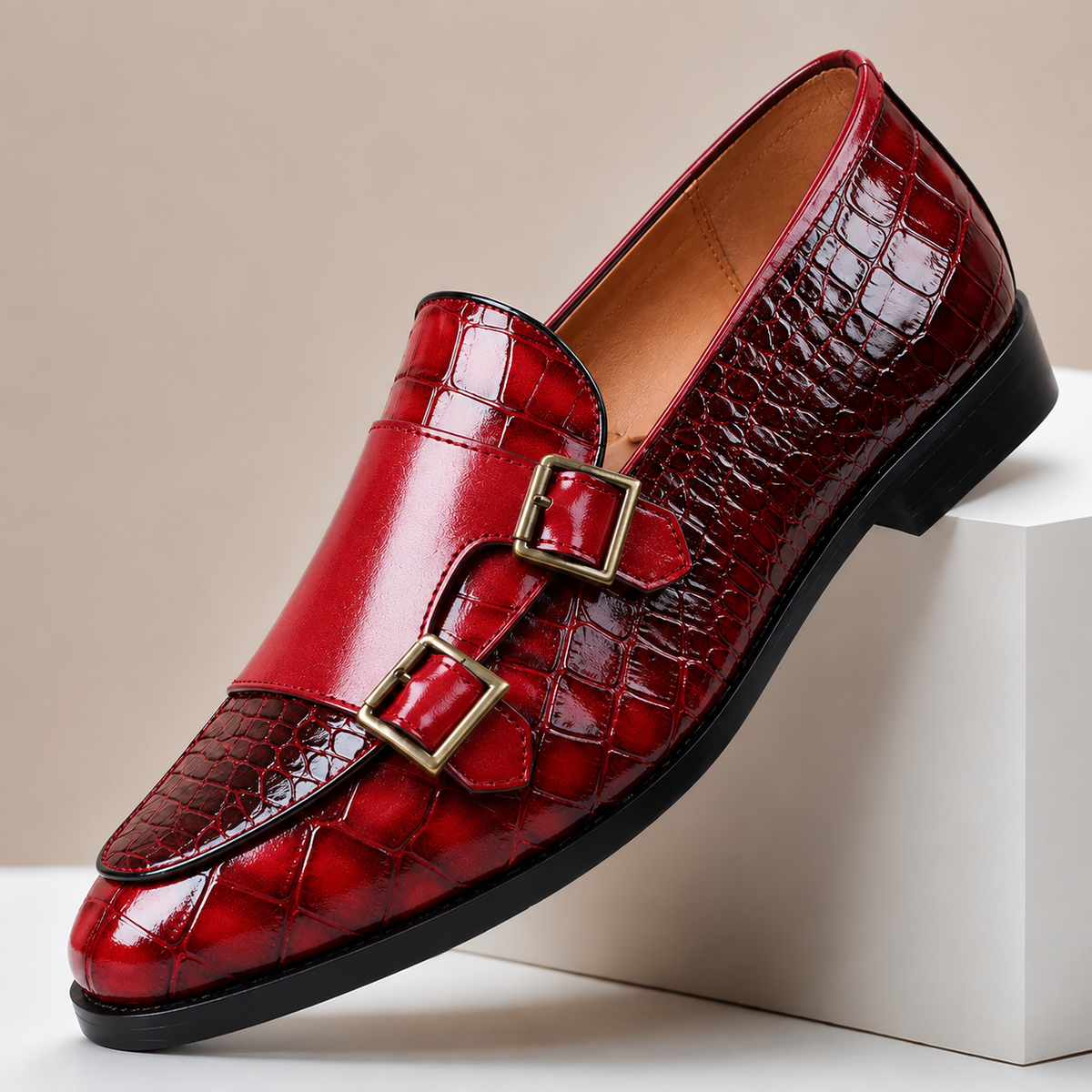 Kaia | Homem Mocassim Couro Double Monk Strap