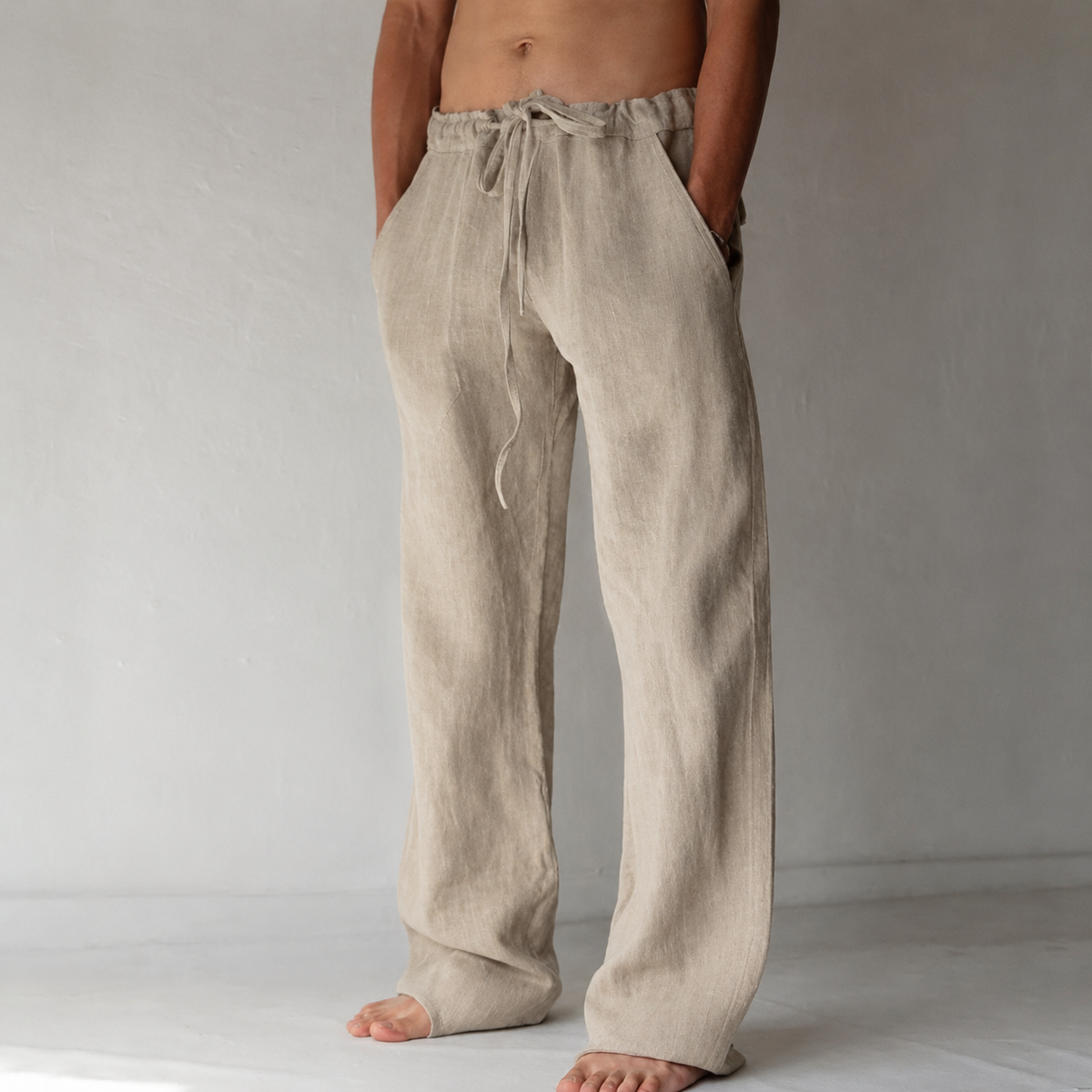 Odette | Homem Calças Linho Perna Larga