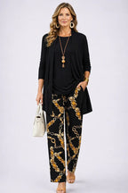 Dahlia | Conjunto Feminino 3 Peças Cardigan Calça Estampada