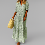 Wren | Mulher Vestido Maxi Estampado Vintage Decote V