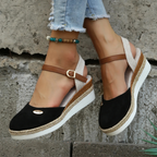 Reva | Sandálias Espadrille Anabela Bico Fechado Slingback