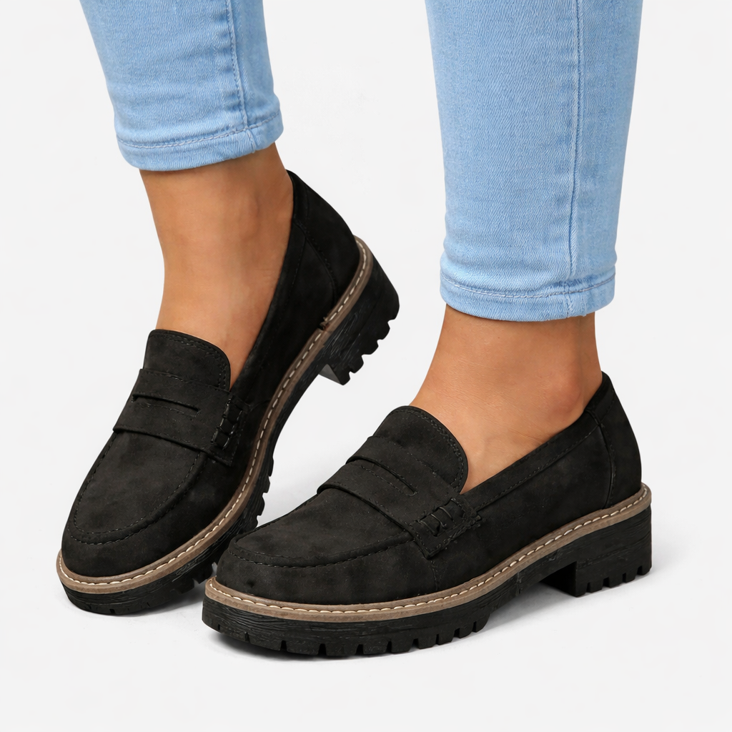 Gigi | Mocassins Femininos Conforto Salto Bloco Baixo