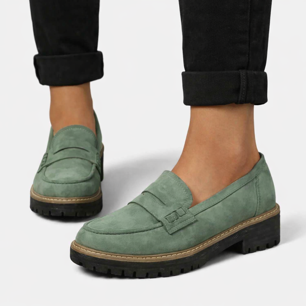 Gigi | Mocassins Femininos Conforto Salto Bloco Baixo
