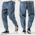 Zelda | Calças de Bombazine Masculinas Relaxed Fit Tornozelo Elástico