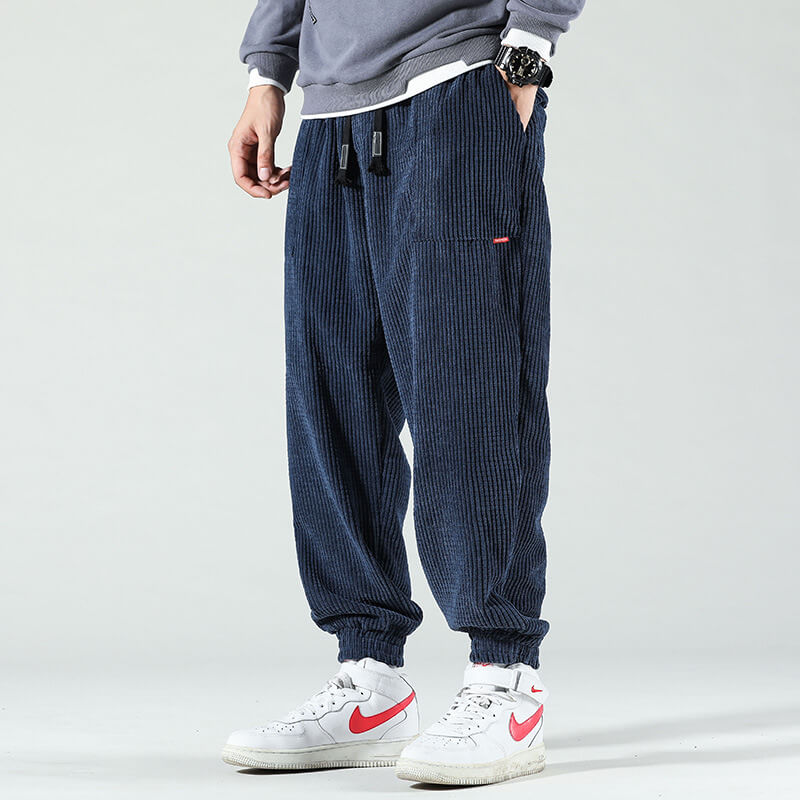Zelda | Calças de Bombazine Masculinas Relaxed Fit Tornozelo Elástico