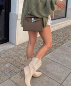 Botas Cowboy Beige | Conforto Médio, Camurça Vegana