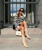Botas Cowboy Beige | Conforto Médio, Camurça Vegana