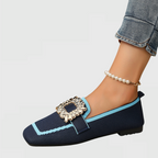 Marlow | Mocassins Femininos Bico Quadrado com Tira Decorativa