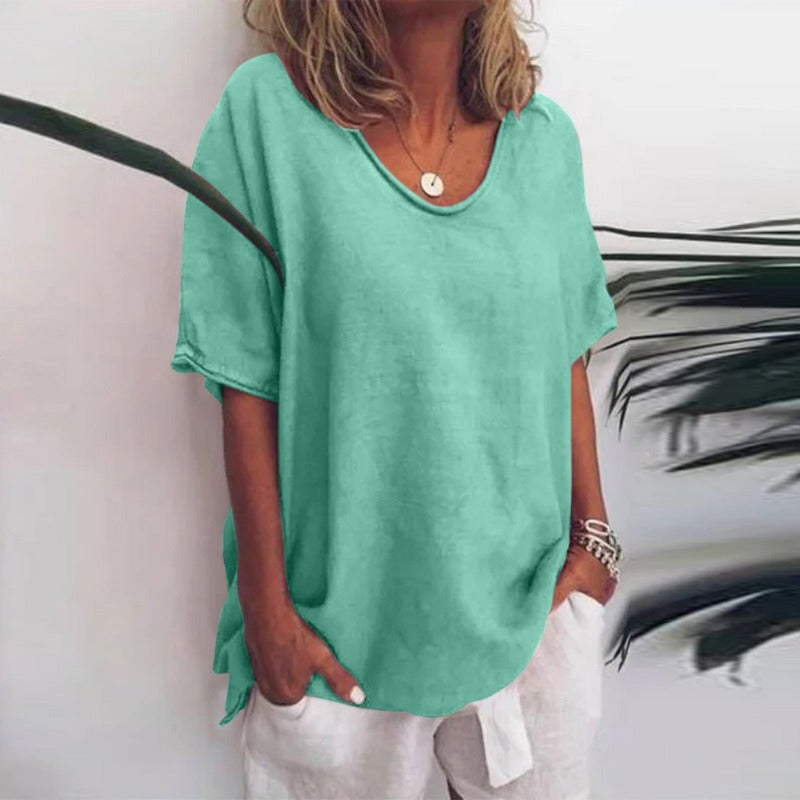 Rosalind | Mulher Camiseta Algodão Oversized Decote V