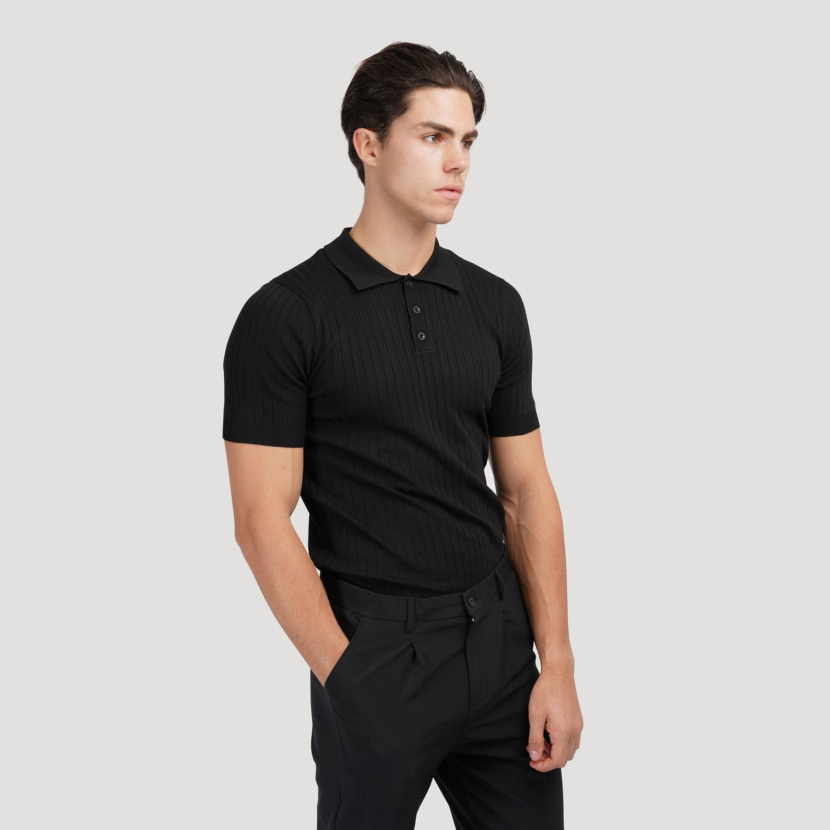 Homem Polo Tricot Algodão Canelado