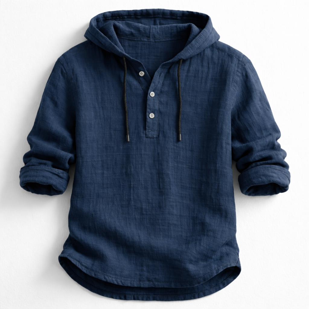 Dione | Homem Camisa Henley com Capuz Manga Comprida