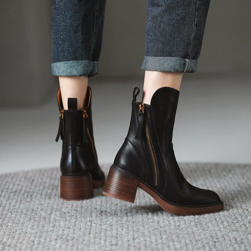 Botins de Salto Alto com Fecho de Correr