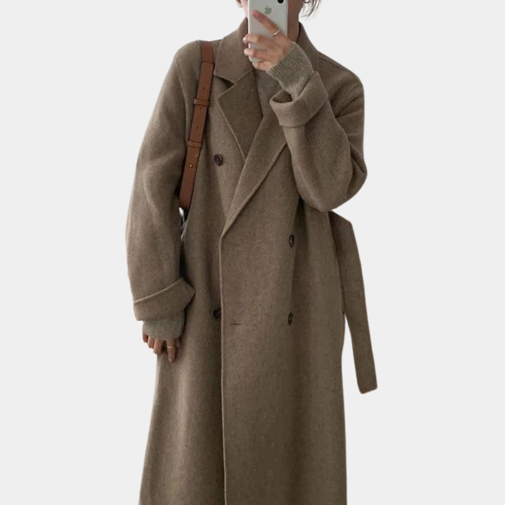 Kestrel | Casaco Feminino Longo Inverno Duplo Abotoamento Oversize