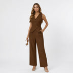 Florine | Conjunto Feminino Colete Sem Mangas e Calça Wide Leg