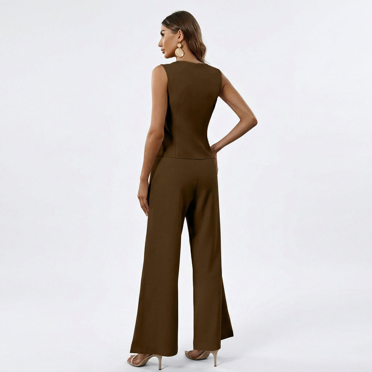 Florine | Conjunto Feminino Colete Sem Mangas e Calça Wide Leg