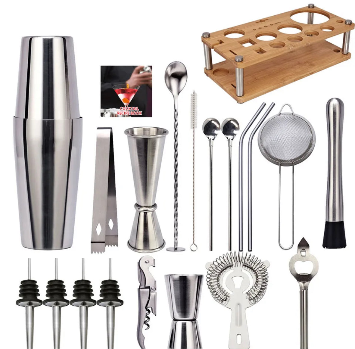 Kit de Bartender Profissional 23 Peças | Coqueteleira em Aço Inox | Hazel