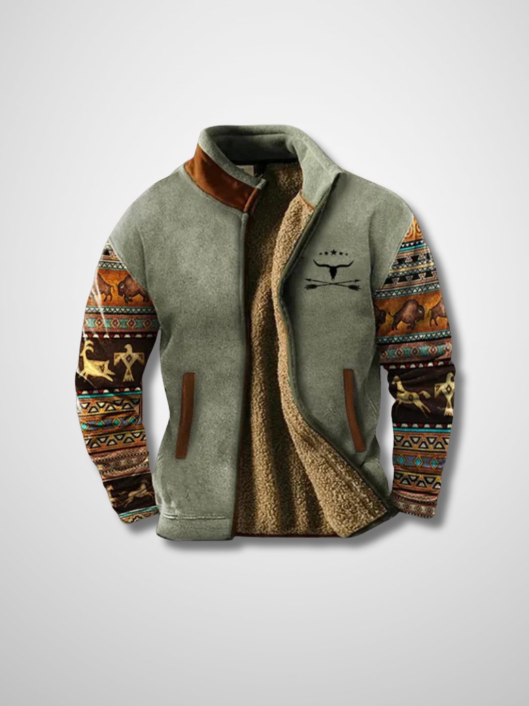 Vera | Homem Jaqueta Fleece Sherpa Zip Frontal