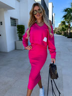 Xanthe | Conjunto Feminino 2 Peças Midi Saia e Sweatshirt