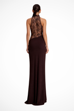 Maren | Vestido Maxi Halter Renda Sem Manga Convidada Casamento
