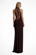 Maren | Vestido Maxi Halter Renda Sem Manga Convidada Casamento